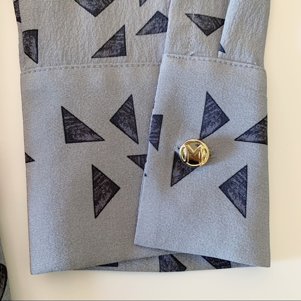 Marie Oliver Grey & Purple Retro Print Silk Shirt Dress XS Maximalist - Picture 5 of 8